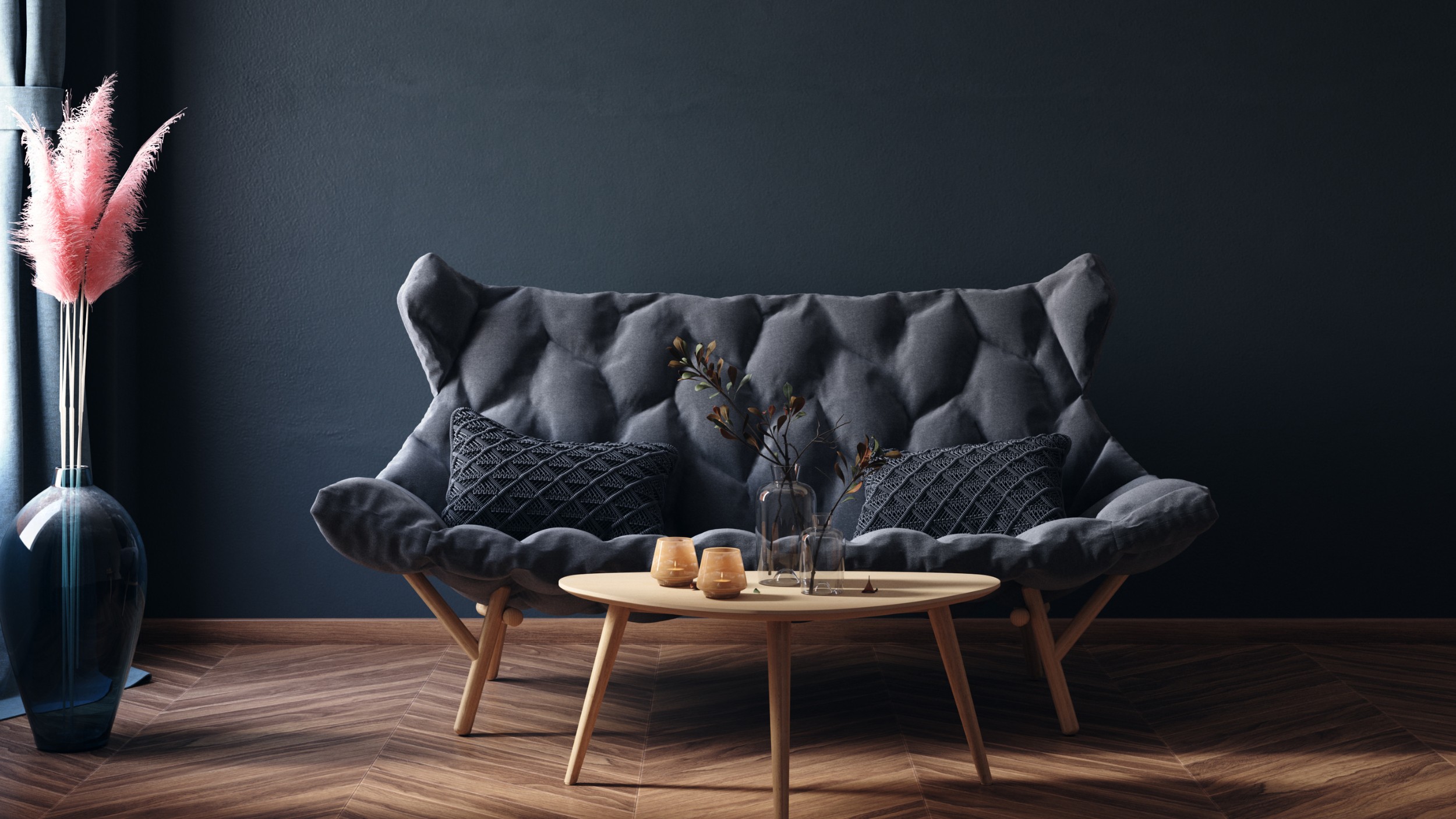 Salon contemporain et espace de vie parfaitement entretenu conciergerie Airbnb Mayenne